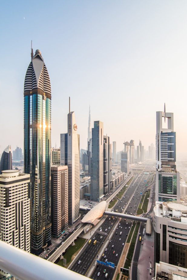 dubai-skyline-sunset-time-united-arab-emirates